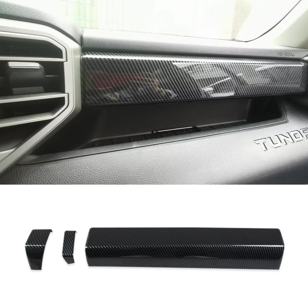 Toyota Tundra 2022 2023 Front Dashboard Panel Cover Trims Carbon Fiber Pattern