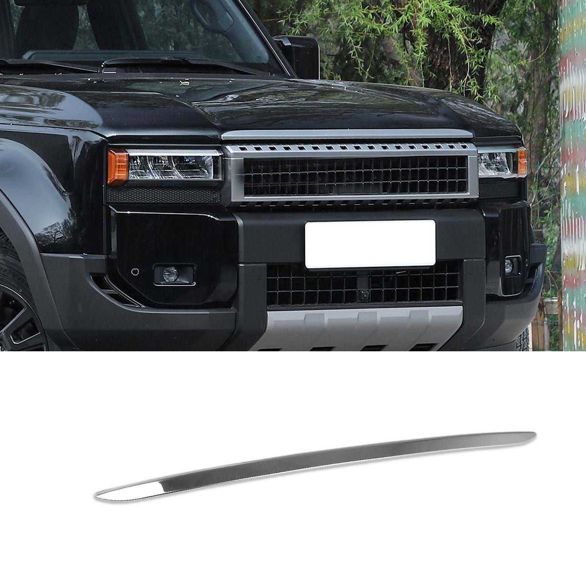 Fit For Toyota New Land Cruiser LC250 2024 2025 2026 Front Hood Grill Cover Bonnet Trim Stainless Steel