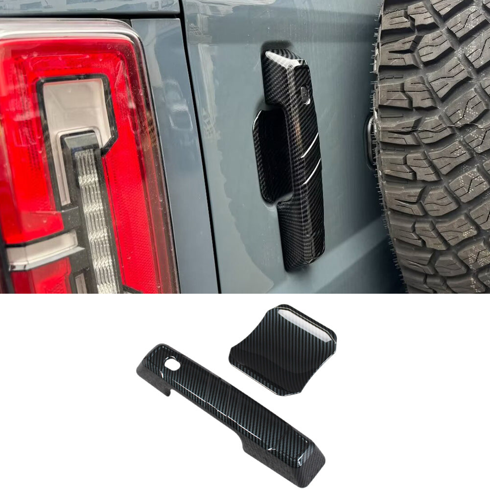 Fit for Ford Bronco 2023 2024 2025 Rear Door Handle Cover Bowl Handle Cover Trims Carbon Fiber Pattern