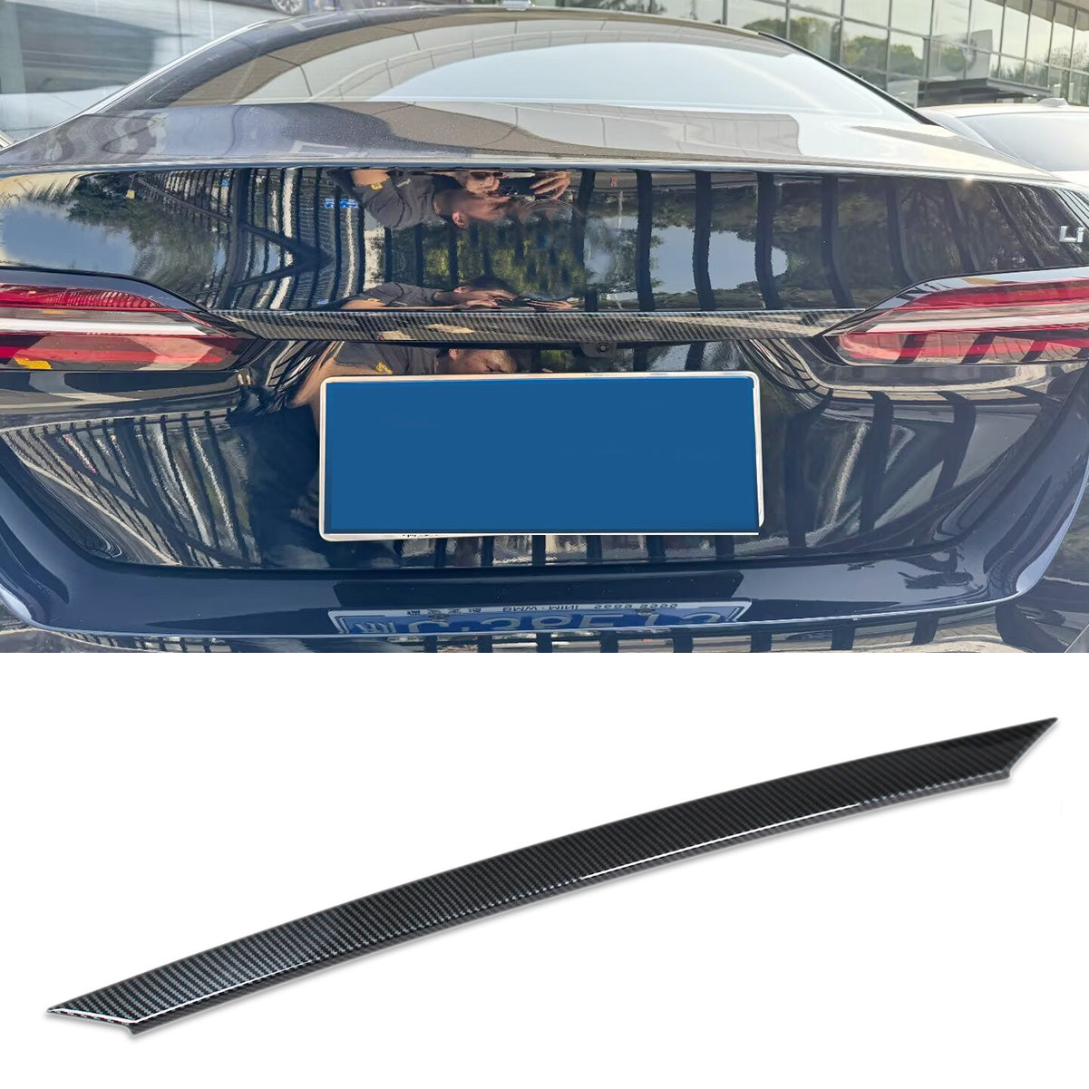 Fit for BMW 5 Series Sedan (G60) 530i 540i 2024 2025 Rear Trunk Lid Tail Gate Bottom Cover Trim Carbon Fiber Pattern