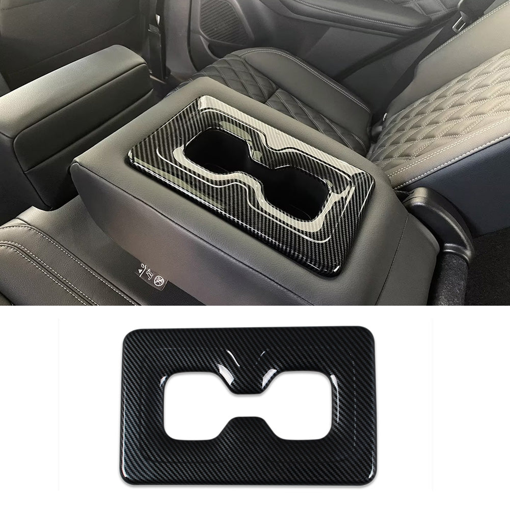 Mitsubishi New Outlander 2022 2023 Interior Rear Seat Cup Holder Cover Trim Carbon Fiber Pattern