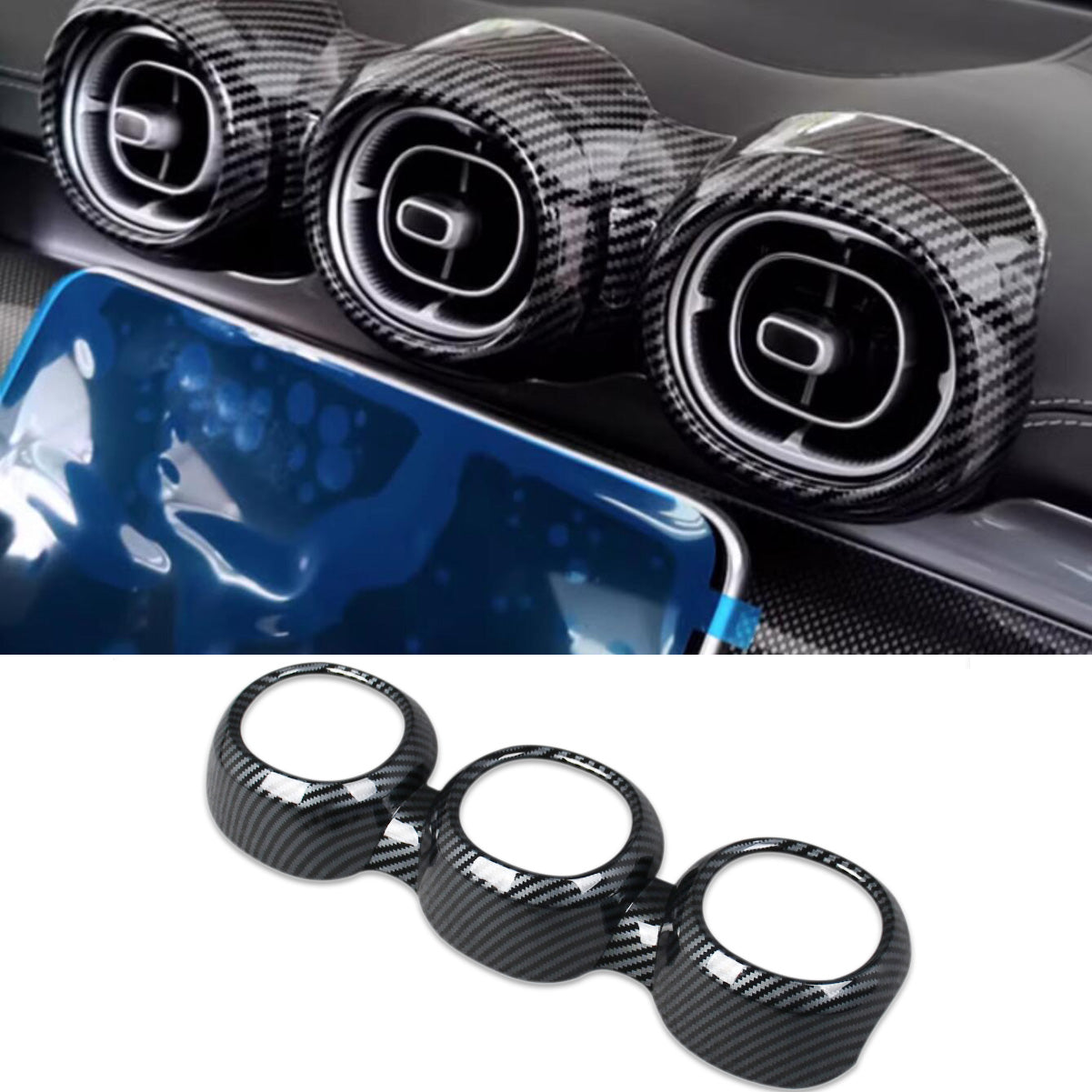 Fit for Mercedes-Benz New GLC GLC300 X254 2023 2024 2025 2026 Interior Front Air Condition Vent Outlet Cover Trims Carbon Fiber Pattern (Front Center)