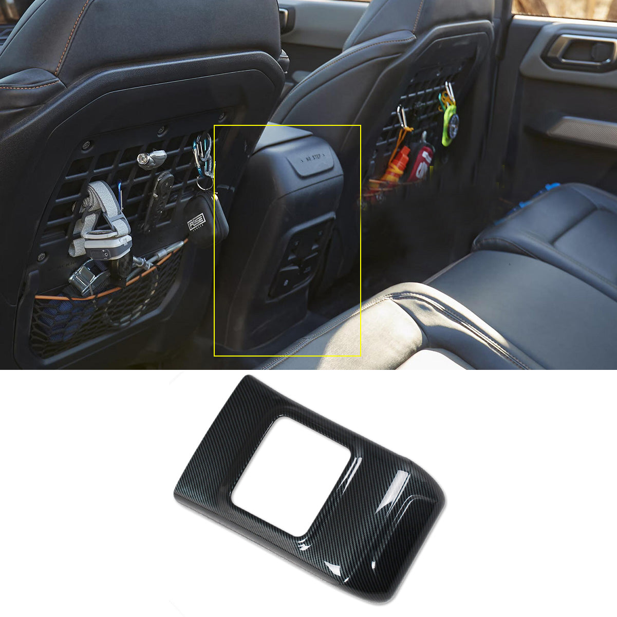 Fit for Ford Bronco 2023 2024 2025 Interior Rear Seat Air Condition Vent Outlet Cover Trims Carbon Fiber Pattern