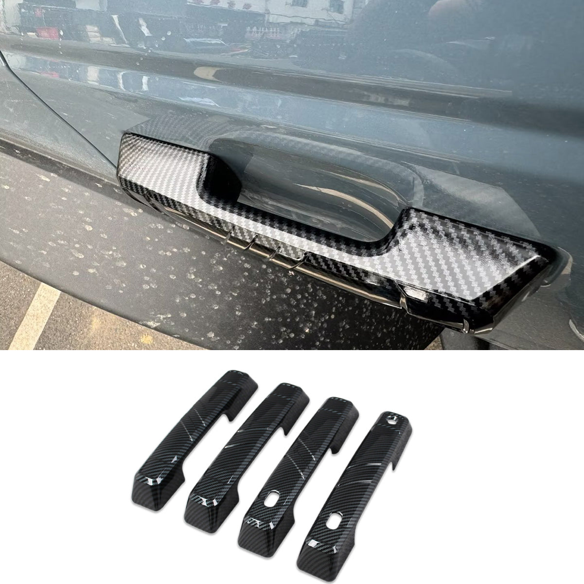 Fit for Ford Bronco 2023 2024 2025 4 Door Handle Cover Trims Carbon Fiber Pattern