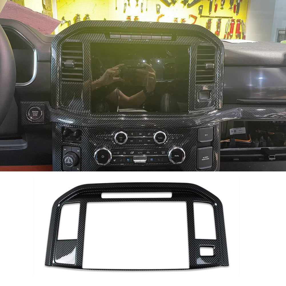 Fit for Ford F-150 2021 2022 2023 F150 Front Dashboard Panel Cover Trims Carbon Fiber Pattern (Navigation Panel Cover)