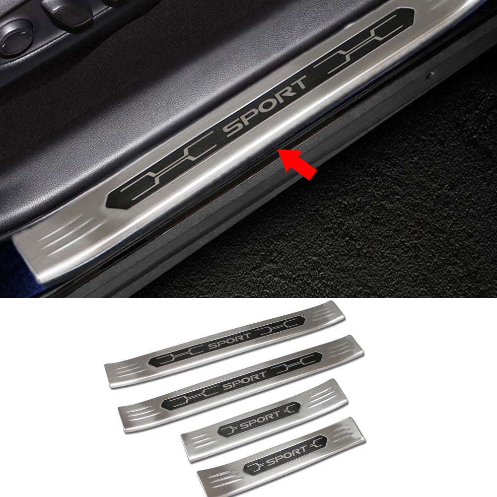 Fit for Toyota New RAV4 2019 2020 2021 2022 Outside Door Sill Scuff Plate Guard Cover Trim Sport Style Stainless Steel (Silver) - beautost