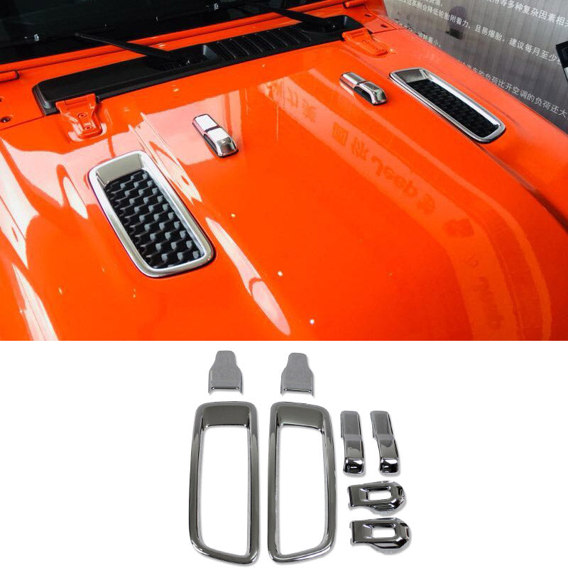 Fit For Jeep Wrangler 2018 2019 2020 2021 2022 Front Hood Vents Air Outlet Decorated Cover Trims -8PCS