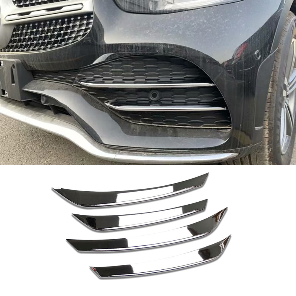 Fit For Mercedes Benz New GLC GLC300 2020 2021 2022 Front Corner Mesh Grill Molding Cover Trim Chrome