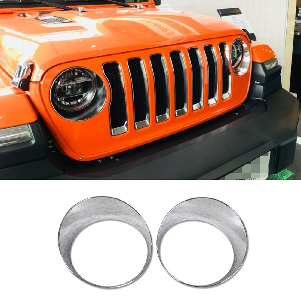 Fit For Jeep 2018 2019 2020 2021 2022 Wrangler Headlight Front Light Lamp Cover Molding Trim Chrome