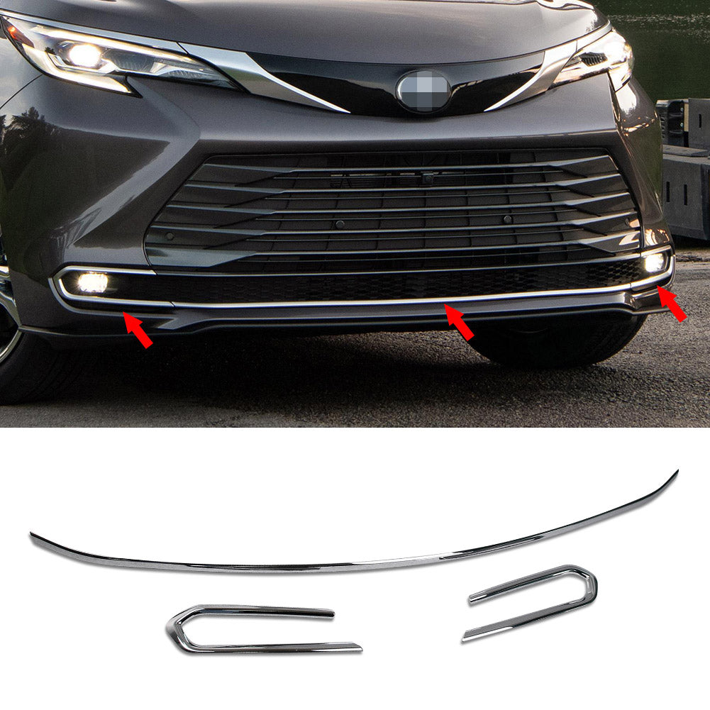 Fit for Toyota 2021 2022 2023 Sienna LE Model Chrome Front Bumper Guard Protector Plate Cover Trims