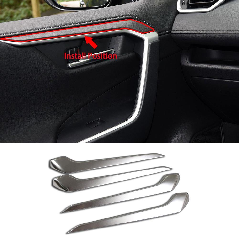 Fit for Toyota New RAV4 2019 2020 2021 2022 Interior Door Panel Armrest Cover Trims (Silver) - beautost