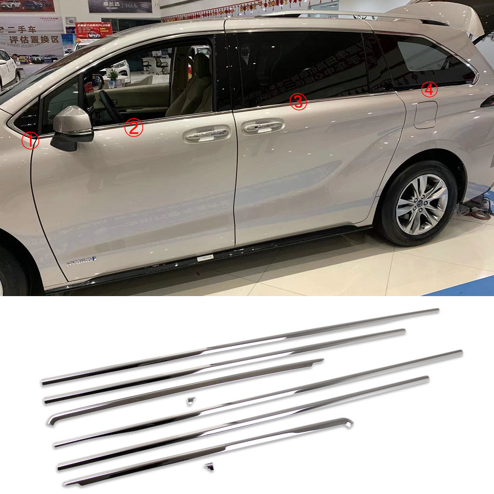 Beautost Fit for Toyota 2021 2022 2023 Sienna Windows Frame Sill Molding Cover Trims Steel