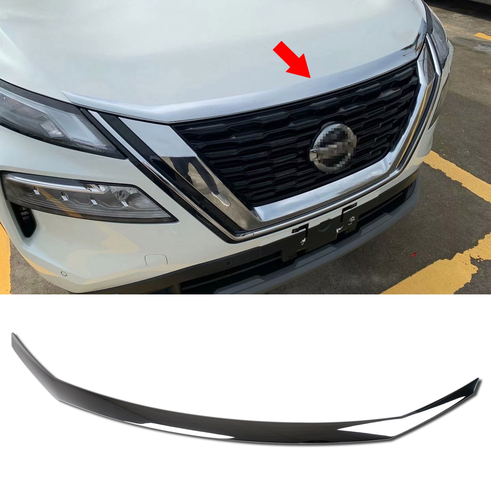Fit for Nissan New Rogue 2021 2022 Front Hood Grill Cover Bonnet Molding Trim