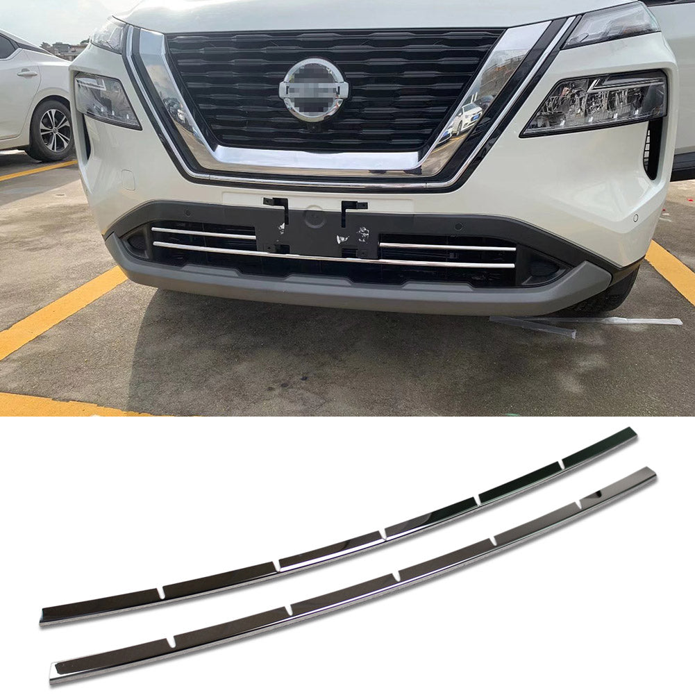 Fit For Nissan Rogue 2021 2022 Front Grill Grille Lower Cover Trims Stainlss Steel