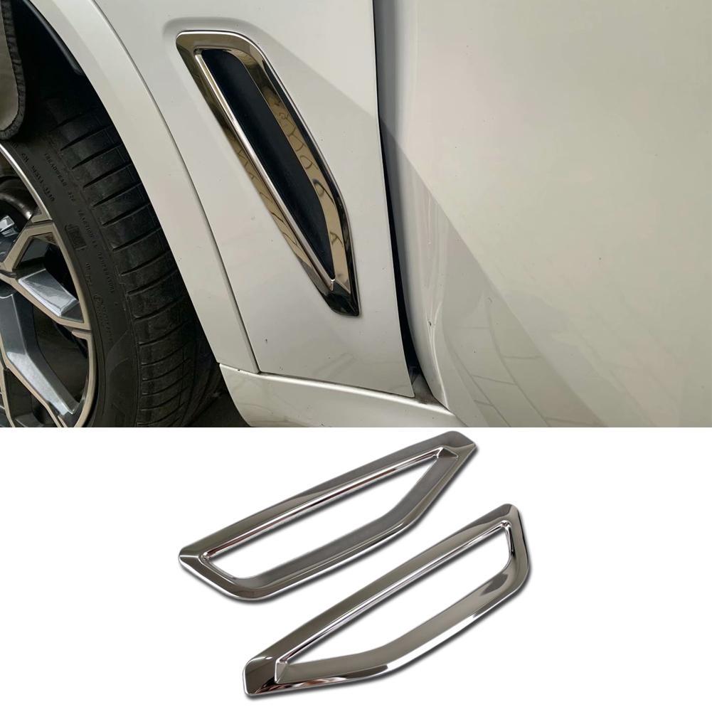 Fit for BMW 2019 2020 2021 New X5 G05 Front Side Fender Vents Air Outlet Cover Trims Stainless Steel