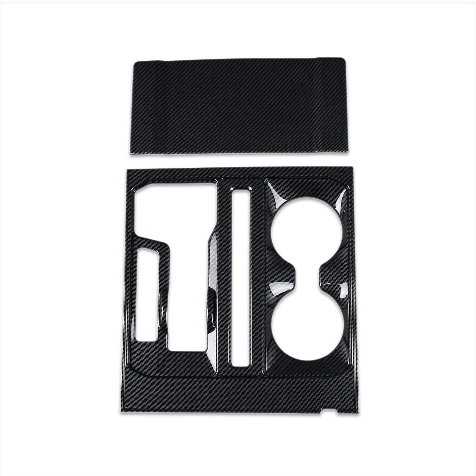 Ford F-150 2021 2022 2023 F150 Front Center Console Dashboard Panel Cup Holder Cover Trims Carbon Fiber Pattern