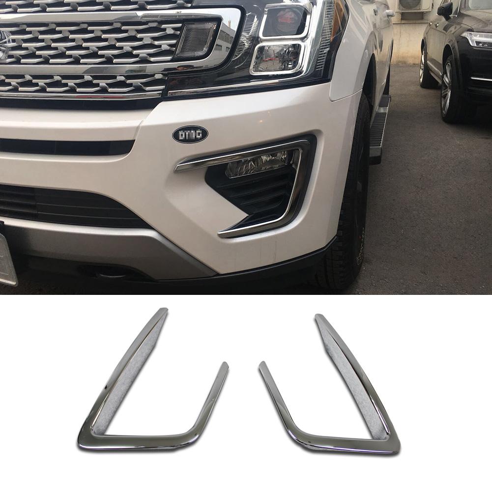 Fit For 2018 2019 2020 2021 Ford Expedition Chrome Front Fog Light Lamp Bezel Cover Trims