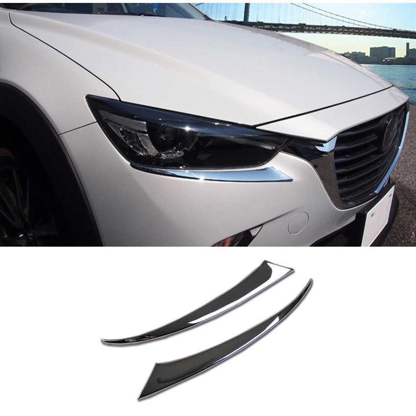 Fit For Mazda CX-3 2016 2017 2018 2019 2020 2021 Chrome Headlight Front Light Lamp Cover Molding Trim