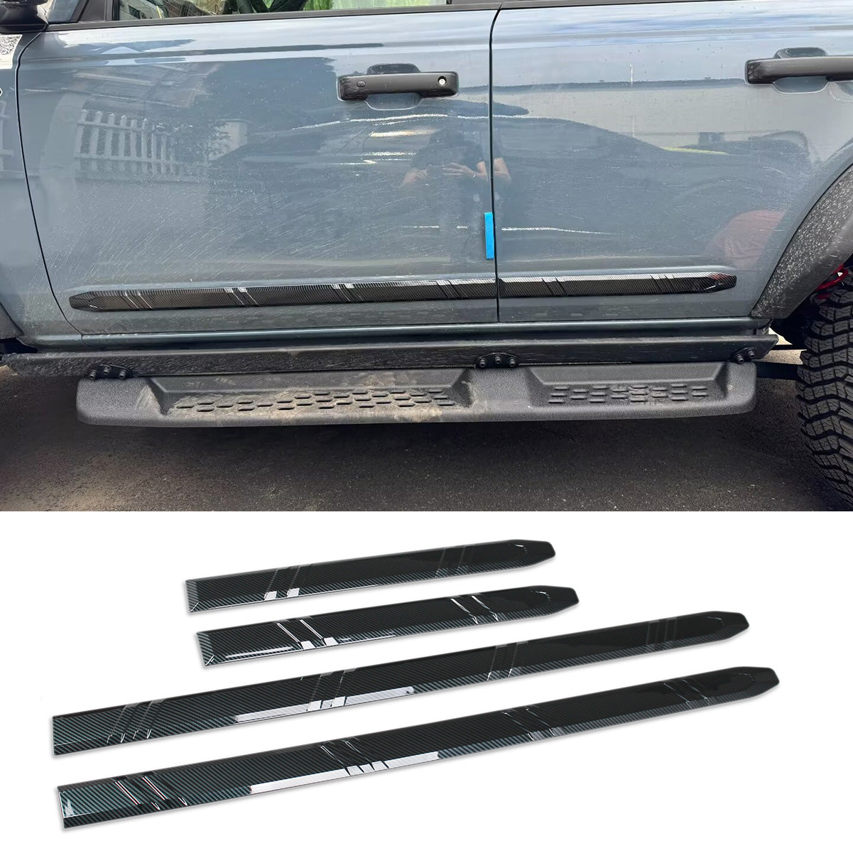 Fit for Ford Bronco 2023 2024 2025 Body Side Molding Door Guard Cover Trims