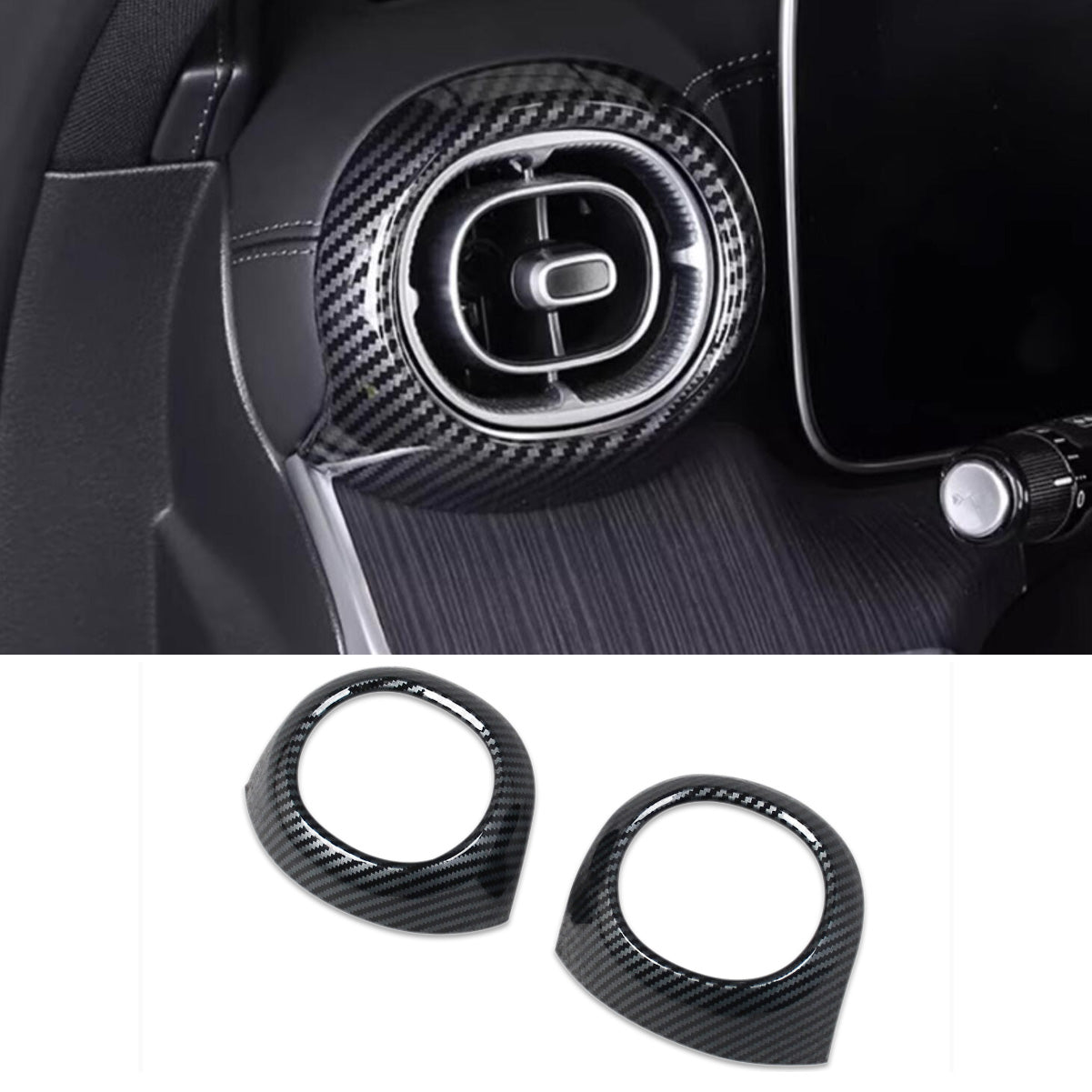 Fit for Mercedes-Benz New GLC GLC300 X254 2023 2024 2025 2026 Interior Front Air Condition Vent Outlet Cover Trims Carbon Fiber Pattern (Front Side)