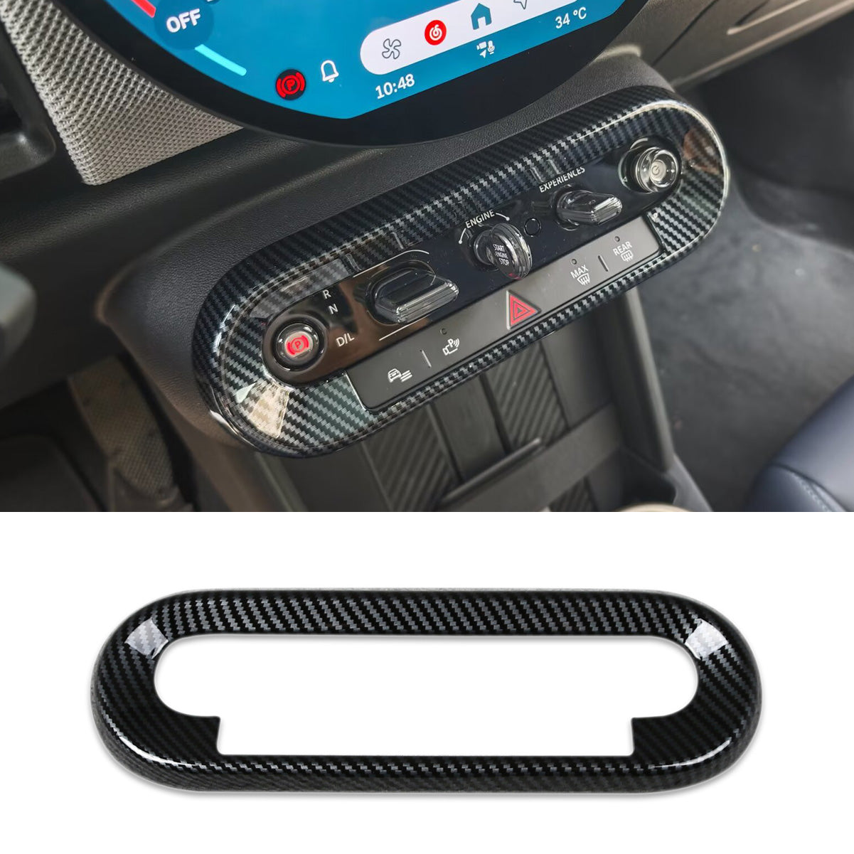 For 2025 2026 MINI COOPER/MINI COOPER S Interior Front Center Console Air Vent Cover Trims Carbon Fiber Black