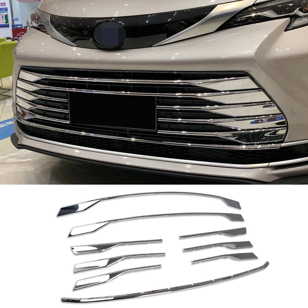 Fit For Toyota New Sienna 2021 2022 2023 Front Grill Grille Cover Trim Trims Chrome ABS