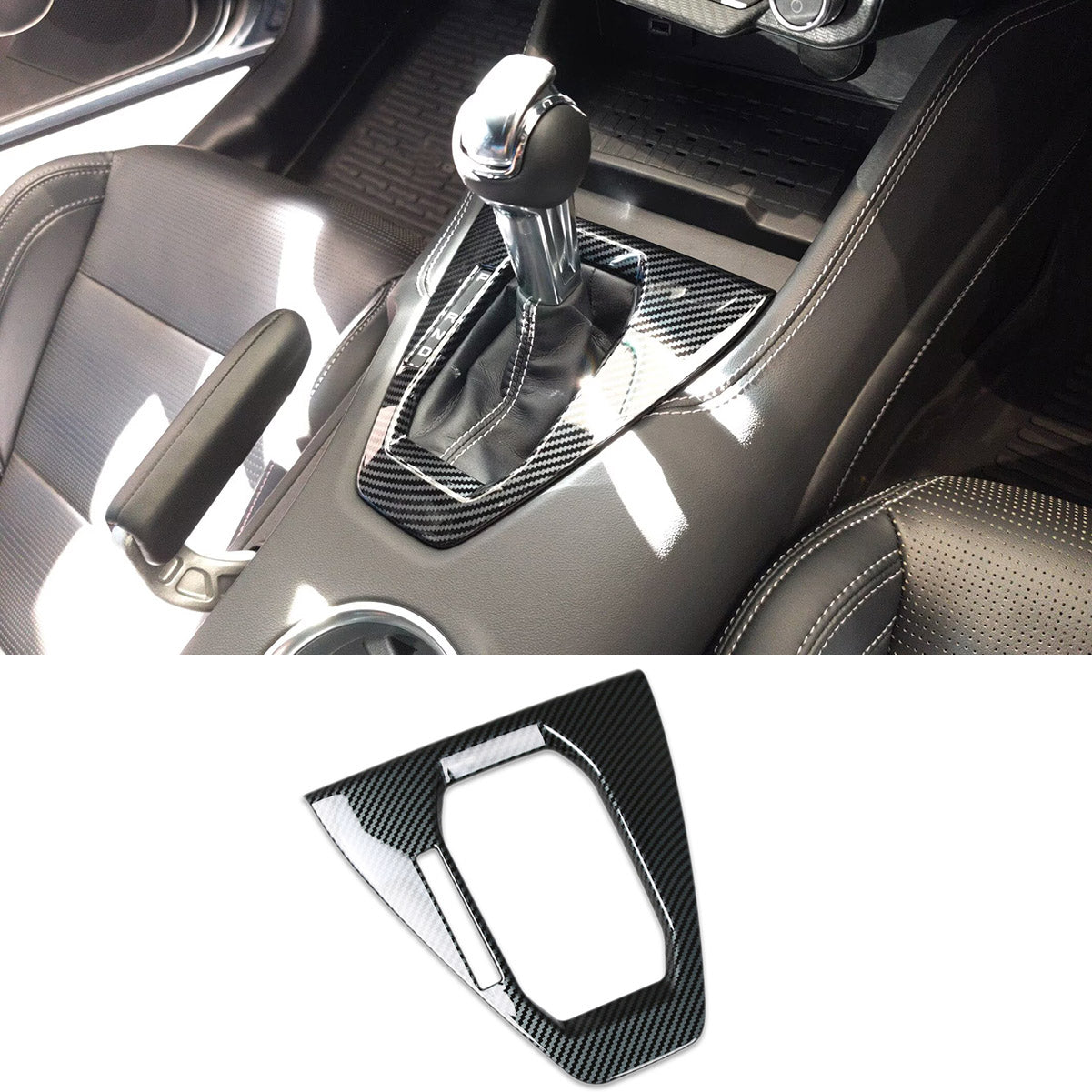 Fit for Ford New Mustang 2024 2025 Interior Front Console Gear Shift Panel Cover Trim Carbon Fiber Pattern