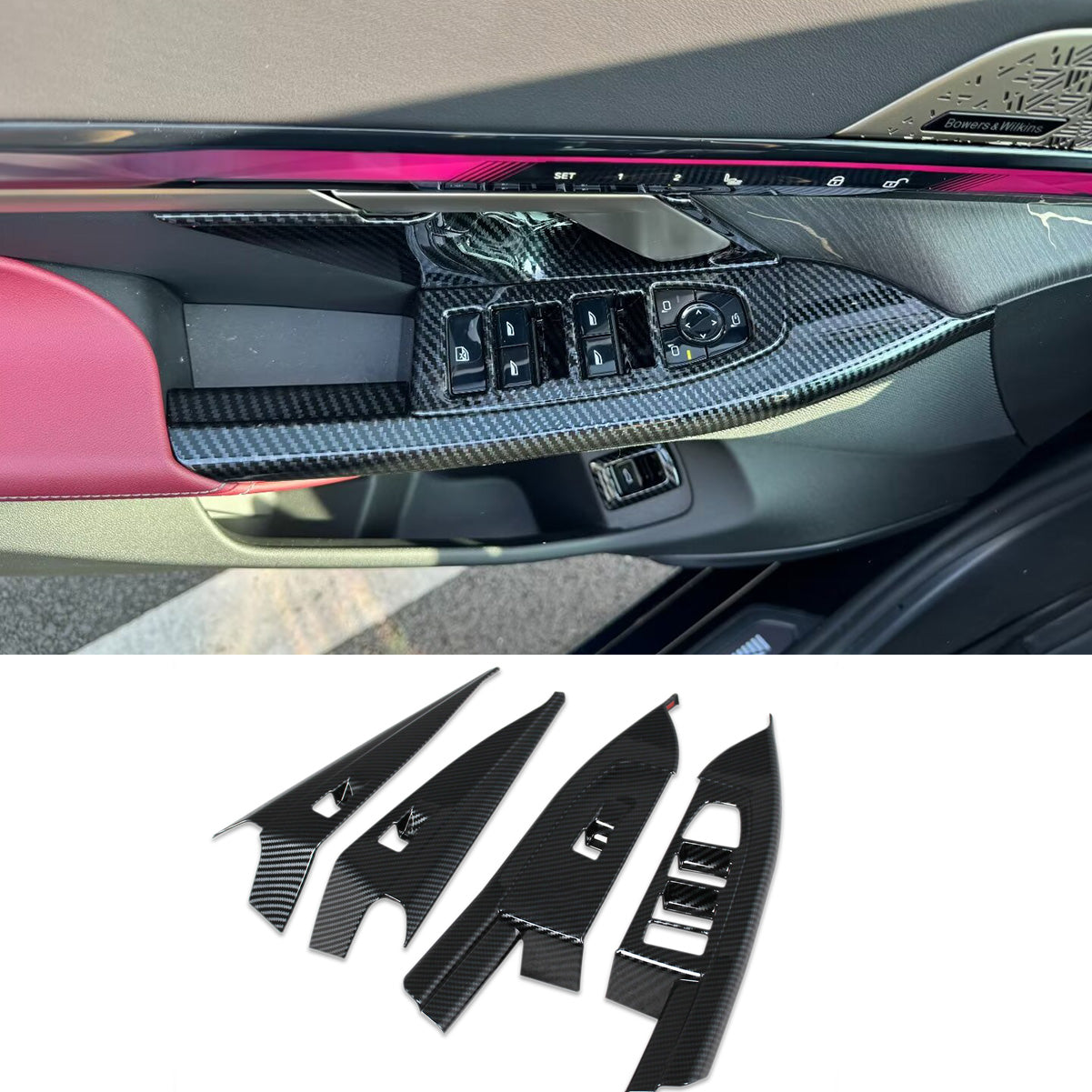 Fit for BMW 5 Series Sedan (G60) 530i 540i 2024 2025 Interior Window Switch Plate Panel Cover Trims