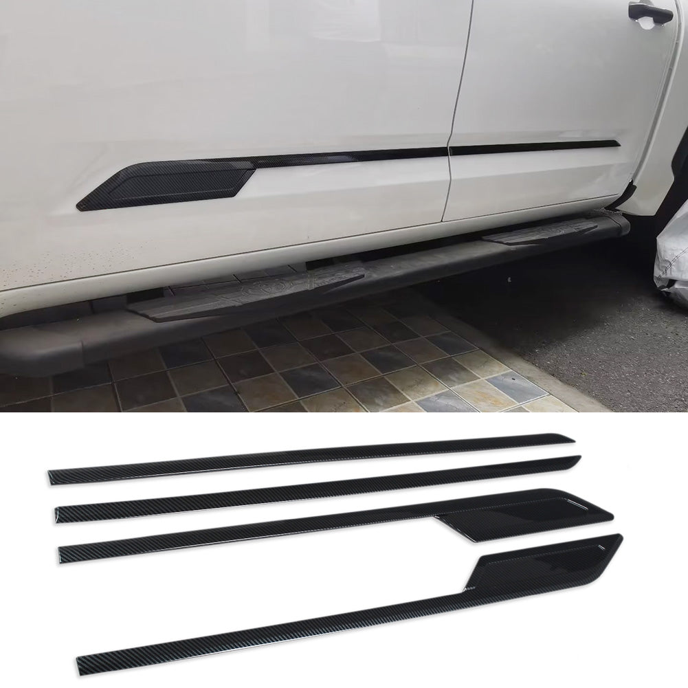 Toyota Tundra 2022 2023 Body Side Molding Door Guard Cover Trims Carbon Fiber Pattern