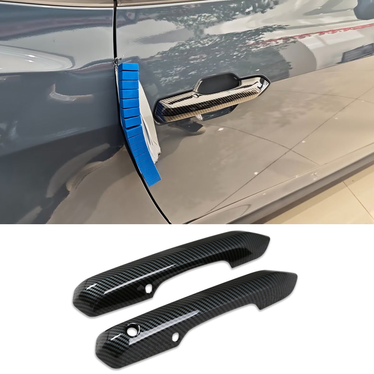 Fit for Ford New Mustang 2024 2025 Door Handle Cover Trims ABS Carbon Fiber Pattern