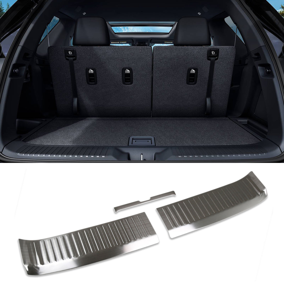 Fit for Honda Pilot 2025 2026 Rear Inside Bumper Sill Plate Guard Cover Trim - Stainless Steel