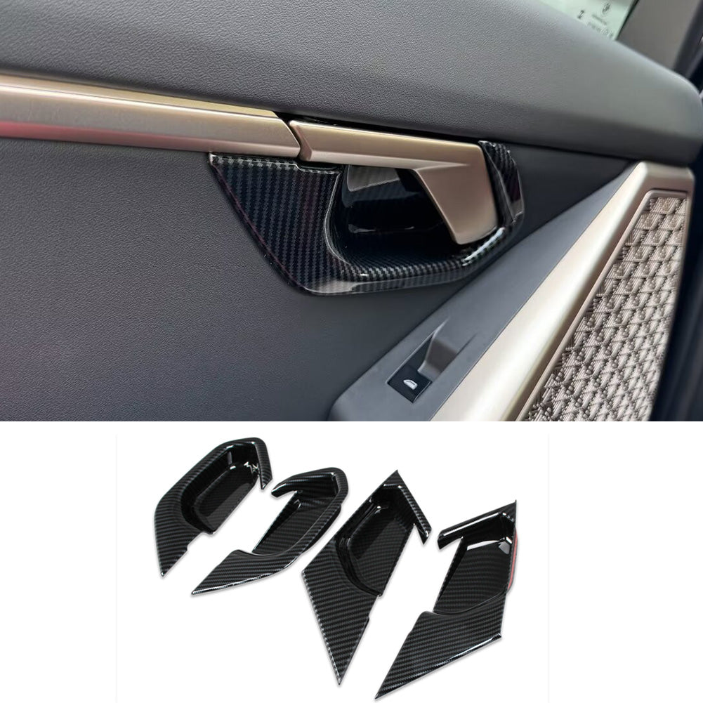 Fit for BMW 5 Series Sedan (G60) 530i 540i 2024 2025 Interior Door Handle Bowl Cover Trims Carbon Fiber Pattern