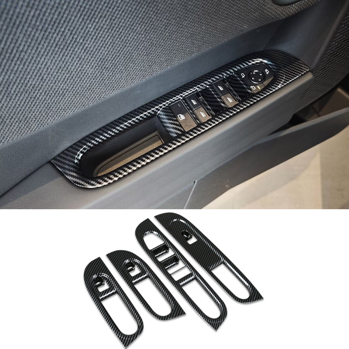 Fit for 2025 2026 New MINI Cooper/MINI Cooper S Interior Window Switch Plate Panel Cover Trims Carbon Fiber Pattern (for 4 Door Model)