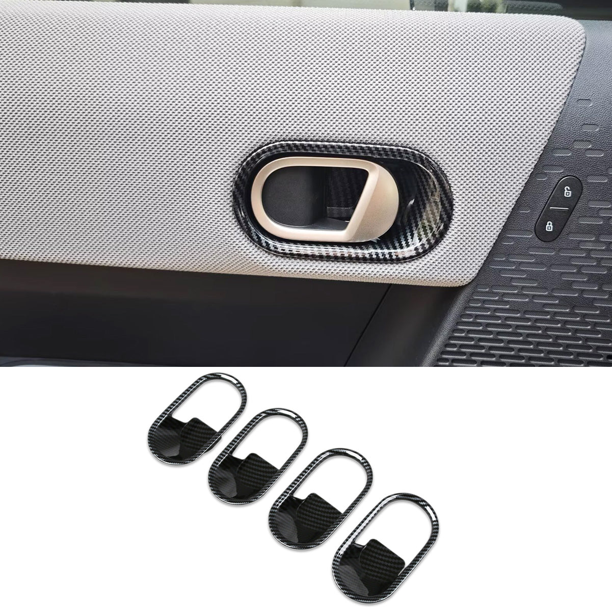 Fit for 2025 2026 New MINI Cooper/MINI Cooper S/MINI Convertible Interior Door Handle Cover Trims Carbon Fiber Black
