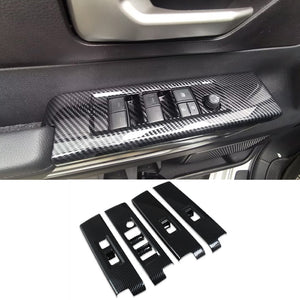 Fit for Toyota Tundra 2022 2023 2024 2025 2026 Interior Window Switch Plate Panel Cover Trims Carbon Fiber Pattern