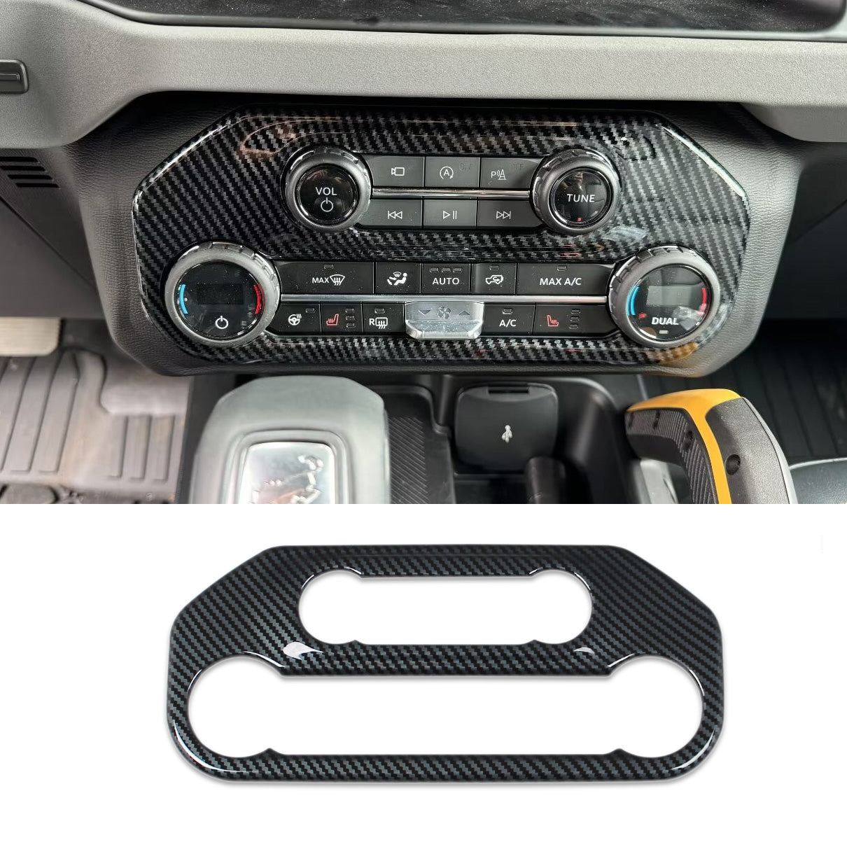 Fit for Ford Bronco 2023 2024 2025 Interior Front Center Air Condition Vent Outlet Cover Trim Carbon Fiber Pattern