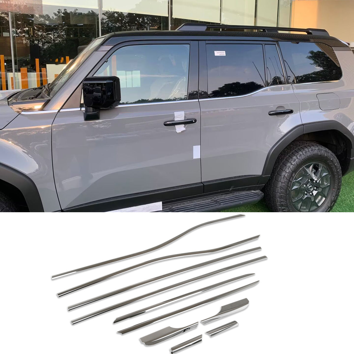 Fit for Toyota New Land Cruiser LC250 2024 2025 2026 Lower Windows Frame Sill Molding Cover Trims Stainless Steel