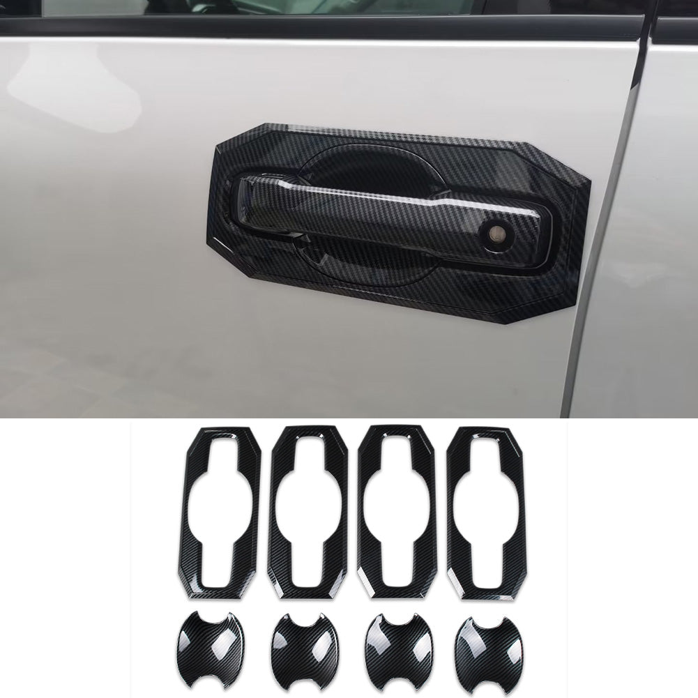Toyota Tundra 2022 2023 Exterior Door Handle Bowl Cover Trims Carbon Fiber Pattern (Door Bowl Cover)