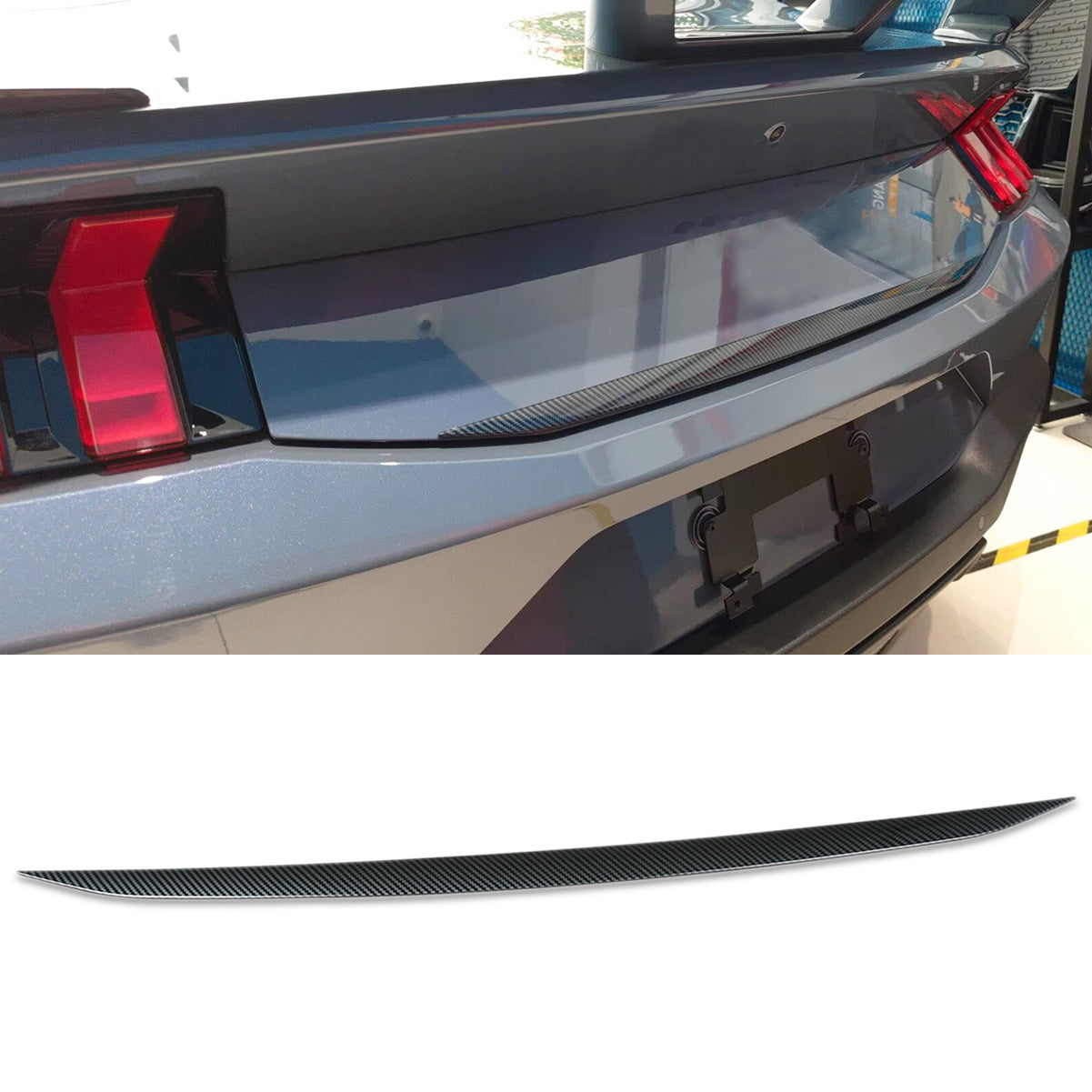 Fit for Ford New Mustang 2024 2025 Rear Trunk Tailgate Cover Trim ABS Carbon Fiber Pattren