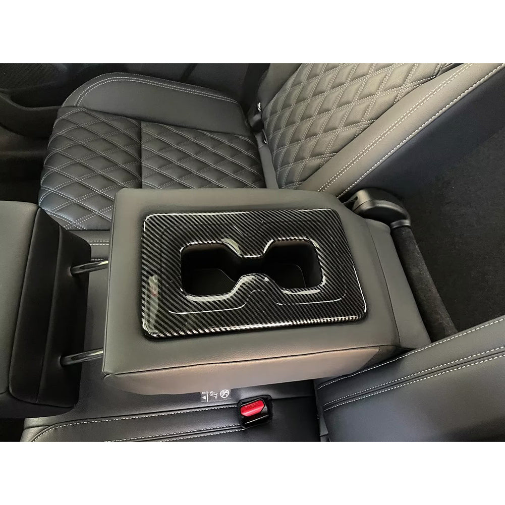 Mitsubishi New Outlander 2022 2023 Interior Rear Seat Cup Holder Cover Trim Carbon Fiber Pattern