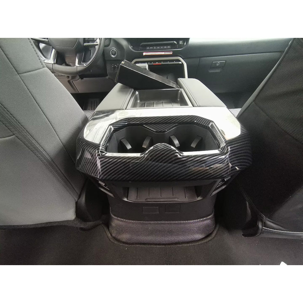 Toyota Tundra 2022 2023 Interior Rear Seat Cup Holder Cover Trim Carbon Fiber Pattern