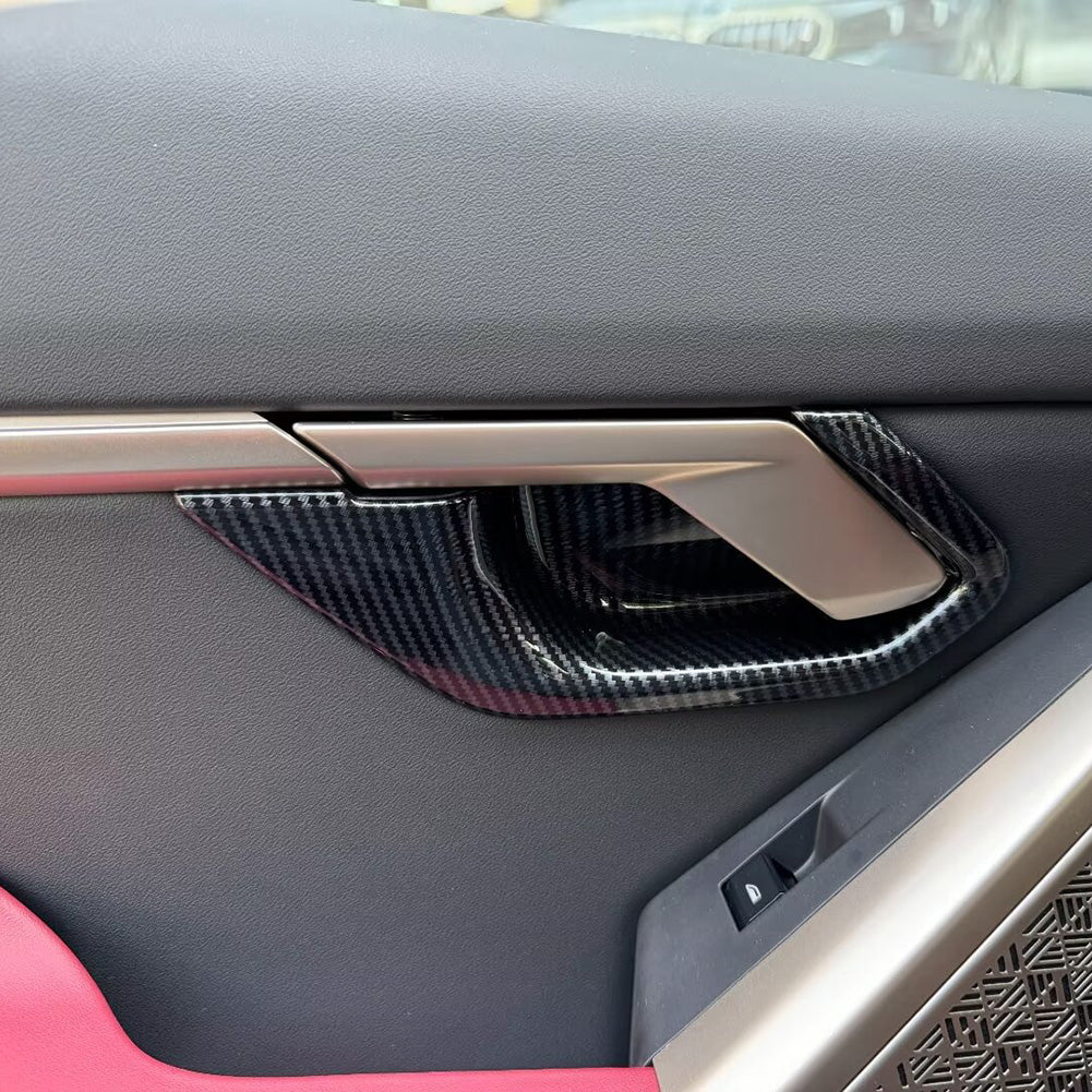 Fit for BMW 5 Series Sedan (G60) 530i 540i 2024 2025 Interior Door Handle Bowl Cover Trims Carbon Fiber Pattern