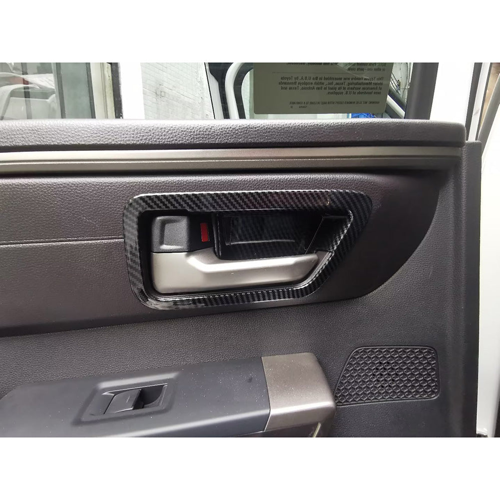 Toyota Tundra 2022 2023 Interior Door Handle Bowl Cover Trims Carbon Fiber Pattern