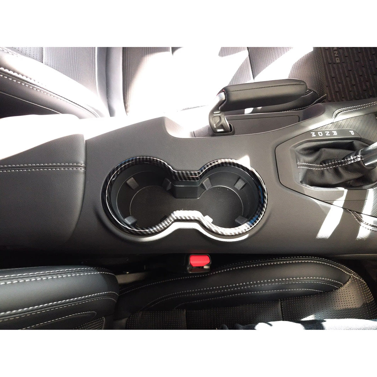 Fit for Ford New Mustang 2024 2025 Front Console Cup Holder Cover Trim Carbon Fiber Pattern