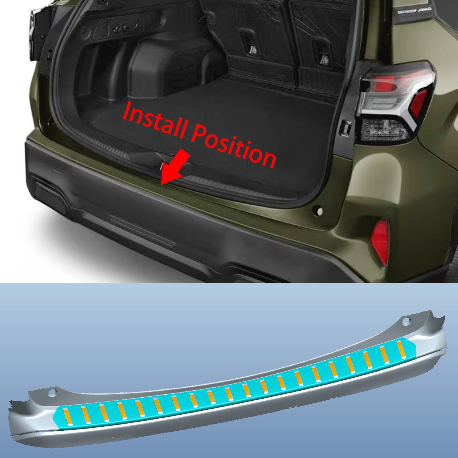 Fit for Subaru New Forester 2025 Rear Outside Bumper Sill Plate Guard Cover Trim Stainless Steel