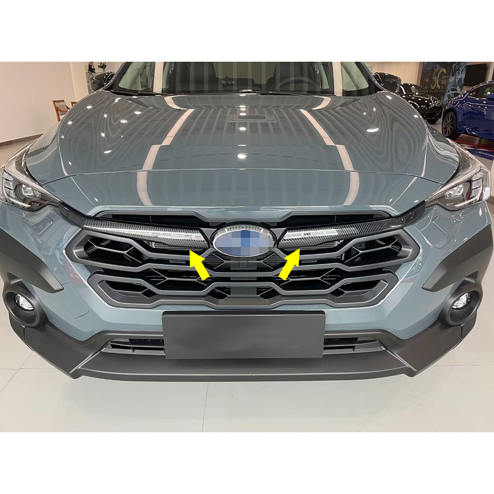 Fit for Subaru Crosstrek 2024 Front Grill Grille Mesh Cover Trims Carbon Fiber Pattern