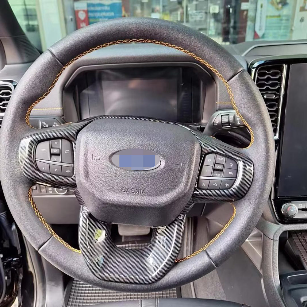 Fit for Ford Ranger 2024 Wheel Steering Trim Panel Cover Trims ABS Carbon Fiber