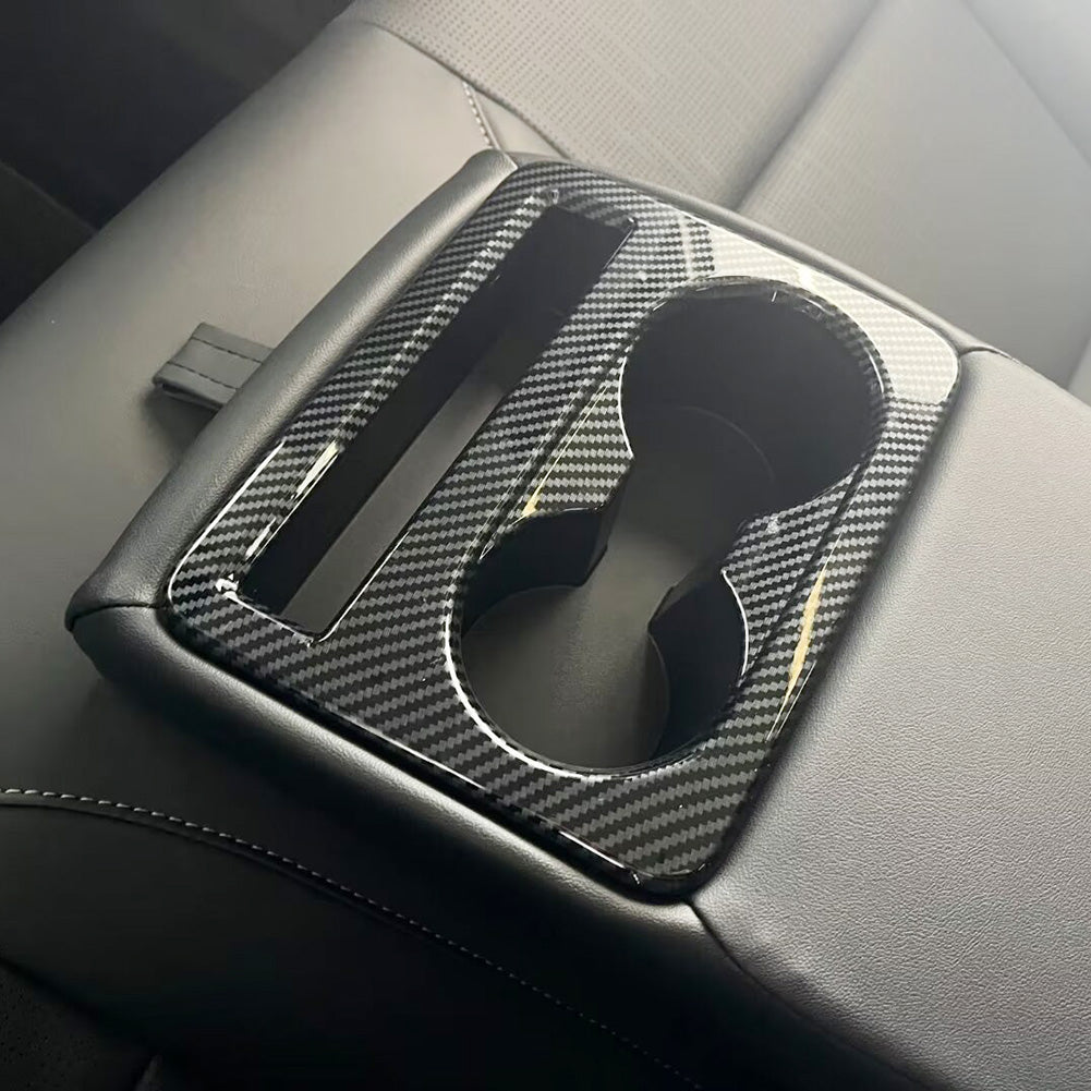 Fit for Toyota New Camry 2024 2025 2026 Interior Rear Seat Cup Holder Cover Trim Carbon Fiber Pattern