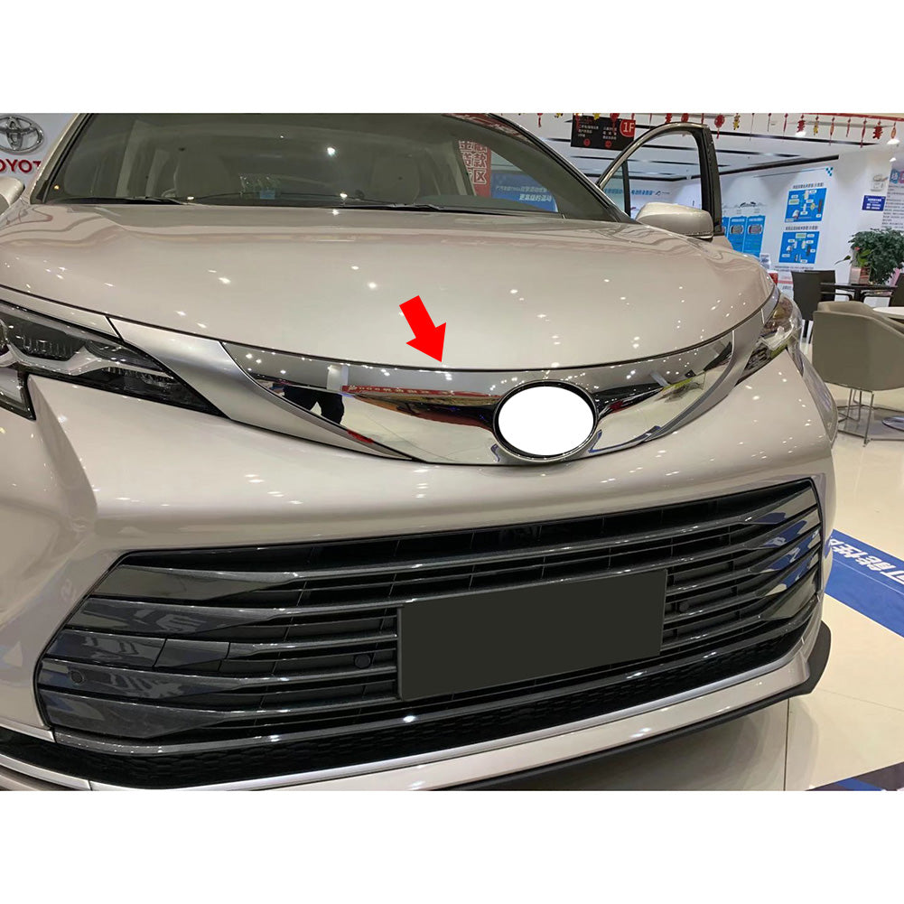 Fit for Toyota 2021 2022 2023 2024 2025 Sienna Front Upper Grill Hood Grilled Cover Trim Chrome