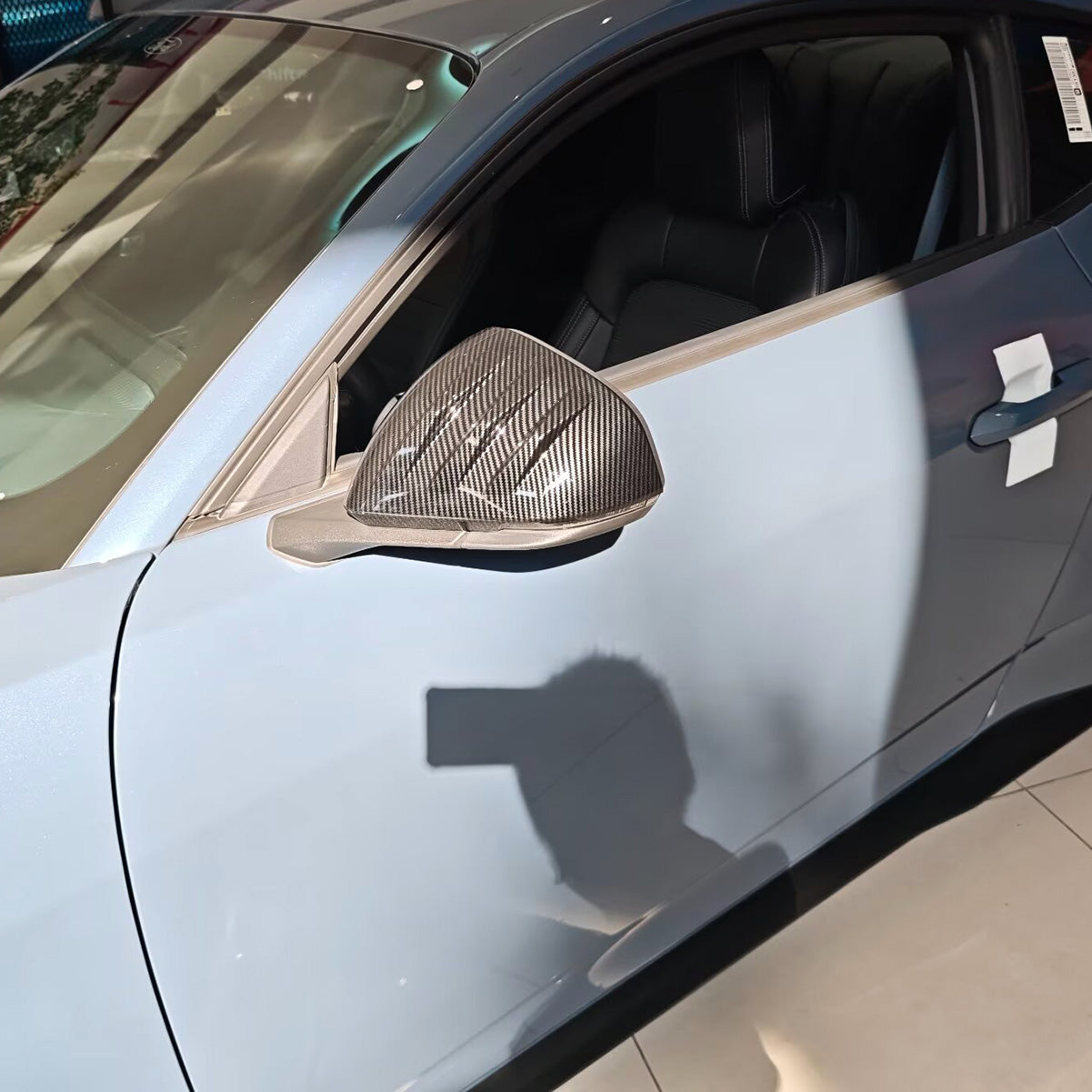 Fit for Ford New Mustang 2024 2025 2026 Rear View Mirror Cover Trims Carbon Fiber Pattern